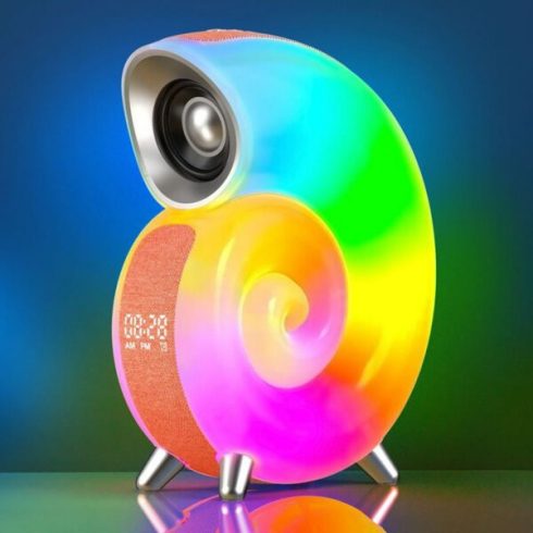 5 az 1-ben Conch Music Light Bluetooth hangszóró, RGB LED lámpa, Éjszakai fény, Óra, Ébresztő óra, APP vezérlőfény állítás , 2000 mAh Akkumulátor, USB-C - Csiga