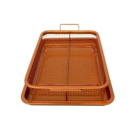 2 részes tapadásmentes réz sütőtálca, sütőtepsi ráccsal - CRISPY TRAY