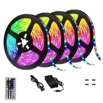   20 méteres SMART/OKOS színes, öntapadós RGB LED szalag, hálózati adapterrel, távirányítóval