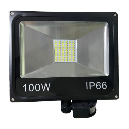 100W SMD LED mozgásérzékelős reflektor fényvető hideg fehér SLIM Szabadtéri spotlámpa IP66